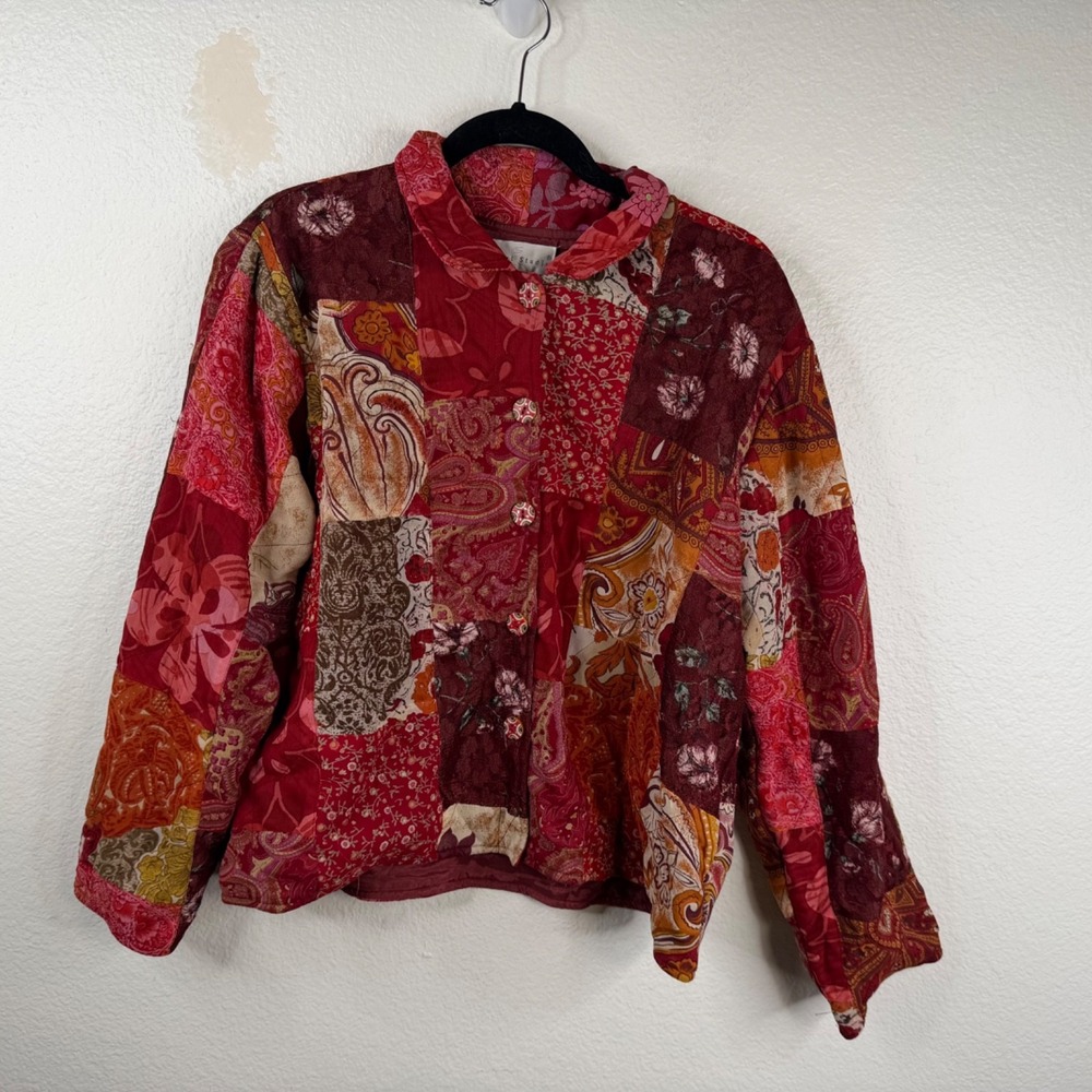 Casual Studio Women's Jacket Size XL Patchwork Boho Cottage Core Wearable Art